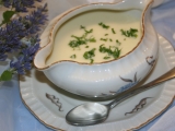 Tradiční francouzská polévka Vichyssoise, Tradiční, francouzská, polévka, Vichyssoise